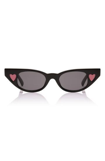 Women's Adam Selman X Le Specs Luxe The Heartbreaker 47mm Cat Eye Sunglasses - Black/ Smoke Mono