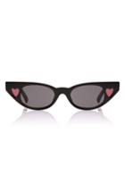 Women's Adam Selman X Le Specs Luxe The Heartbreaker 47mm Cat Eye Sunglasses - Black/ Smoke Mono