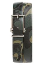 Men's Alexander Mcqueen Camo Leather Belt 5 Eu - Black/ Military