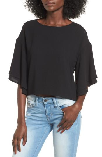 Women's Leith Double Ruffle Sleeve Top - Black