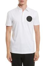 Men's Versace Collection Logo Patch Jersey Polo - White