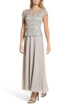 Women's Pisarro Nights Beaded Mesh Mock Two-piece Gown - Metallic