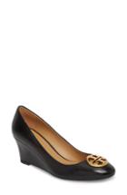 Women's Tory Burch Chelsea Logo Medallion Wedge .5 M - Black