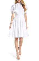 Women's Gal Meets Glam Collection Puff Sleeve Cotton Poplin Dress (similar To 14w) - White