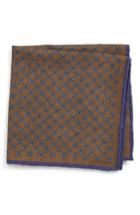 Men's Canali Medallion Wool Pocket Square, Size - Brown