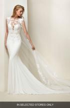 Women's Pronovias Drail Tulle & Crepe Mermaid Gown, Size In Store Only - Ivory
