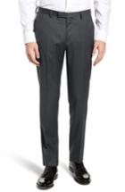 Men's Boss Lenon Cyl Flat Front Solid Wool Trousers R - Grey