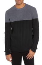 Men's Nordstrom Signature Block Merino Wool Cable Knit Sweater - Black