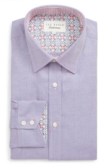 Men's Ted Baker London Shell Trim Fit Print Dress Shirt .5 - 32/33 - Pink
