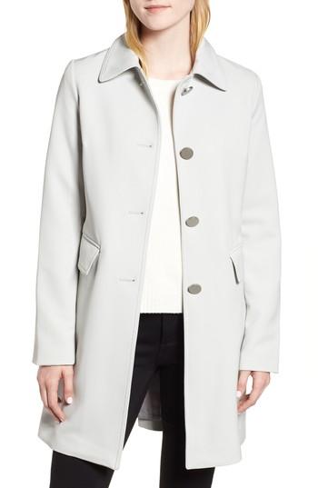 Women's Tahari Sophie Back Pleat Crepe Coat - Grey