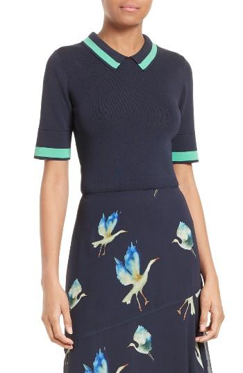 Women's Grey Jason Wu Contrast Stripe Knit Polo