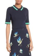 Women's Grey Jason Wu Contrast Stripe Knit Polo