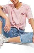Women's Topshop Knot Front Love T-shirt Us (fits Like 0) - Pink