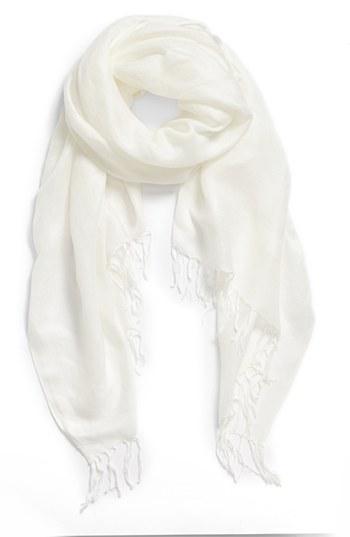 Halogen Linen Blend Scarf Womens White One Size