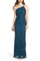 Women's Adrianna Papell One-shoulder Lace Gown - Blue/green