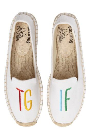 Women's Soludos X Ashkahn Tgif Embroidered Platform Espadrille .5 M - White