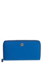 Women's Tory Burch Robinson Leather Continental Wallet - Blue