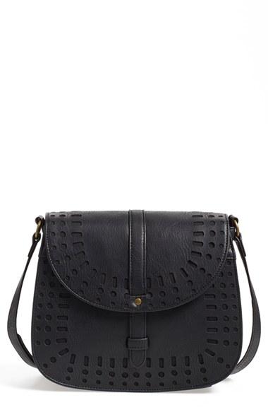 Dirty Ballerina Perforated Faux Leather Saddle Crossbody Bag