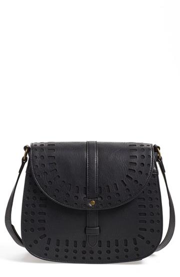 Dirty Ballerina Perforated Faux Leather Saddle Crossbody Bag