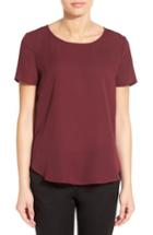 Women's Pleione Pleat Back Woven Print Top - Burgundy
