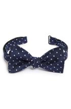 Men's The Tie Bar Dot Silk & Linen Bow Tie, Size - Blue