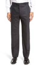 Men's Hickey Freeman Flat Front Solid Wool Blend Trousers R - Black