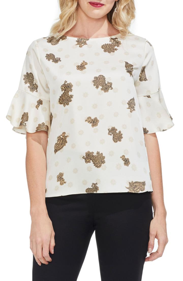 Women's Vince Camuto Paisley Elbow Sleeve Top - Ivory