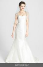 Women's Amsale 'lenox' Beaded Illusion Strap Silk Blend Trumpet Dress