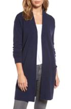 Women's Halogen Rib Knit Wool & Cashmere Cardigan - Blue
