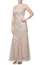 Women's Alex Evenings Embroidered Lace Gown - Beige