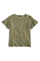 Women's J.crew Linen Flutter Sleeve Tee - Green