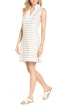 Women's Eliza J Stripe Linen & Cotton Blend Dress - Beige