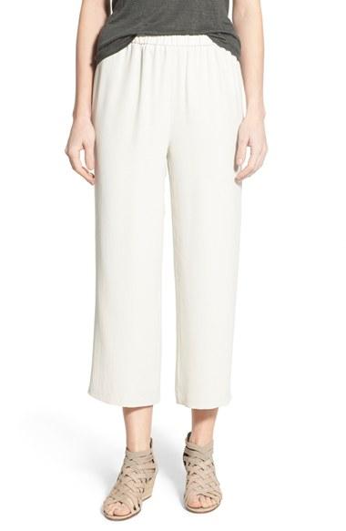 Women's Eileen Fisher Silk Crop Pants - Ivory