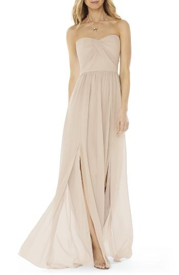 Women's Social Bridesmaids Strapless Georgette Gown - Beige