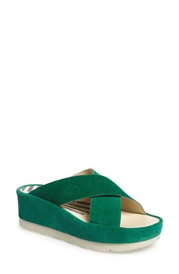 Women's Fly London Begs Platform Slide Sandal Us / 35eu - Green