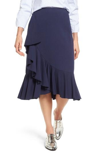 Women's Halogen Ruffled Knit Skirt - Blue