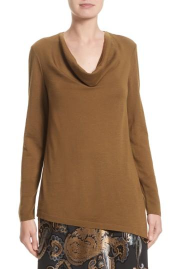 Women's Lafayette 148 New York Asymmetrical Cowl Neck Sweater - Brown
