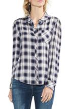Women's Vince Camuto Plaid Jacquard Detail Blouse, Size - Blue