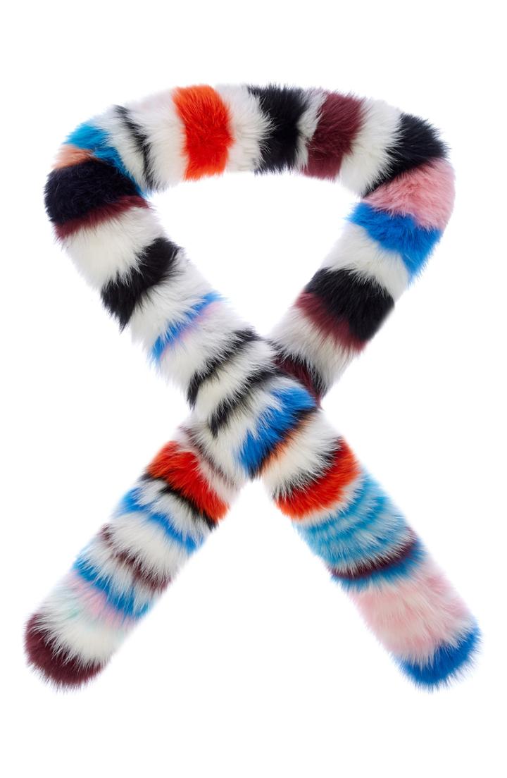 Women's Charlotte Simone Chunky Monkey Stripe Genuine Fox Fur Scarf