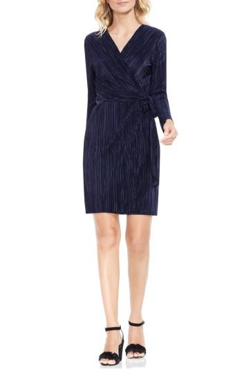 Women's Vince Camuto Pleated Knit Wrap Dress - Blue
