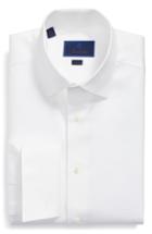 Men's David Donahue Trim Fit Twill French Cuff Tuxedo Shirt 34/35 - White