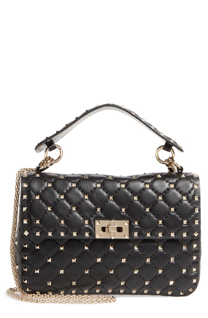 Valentino Garavani Medium Rockstud Matelasse Quilted Leather Crossbody Bag - Black