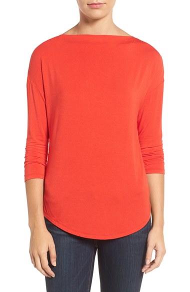 Women's Halogen Bateau Neck Top - Red