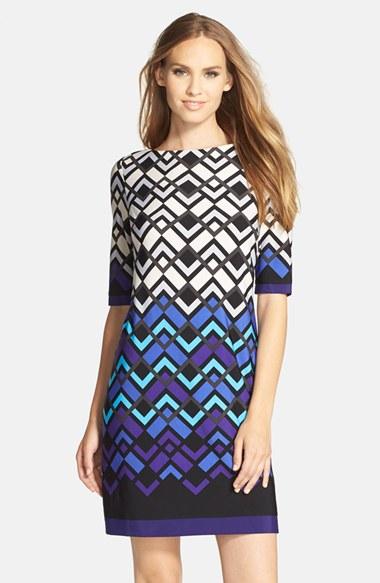 Women's Eliza J Print Jersey Shift Dress - Blue