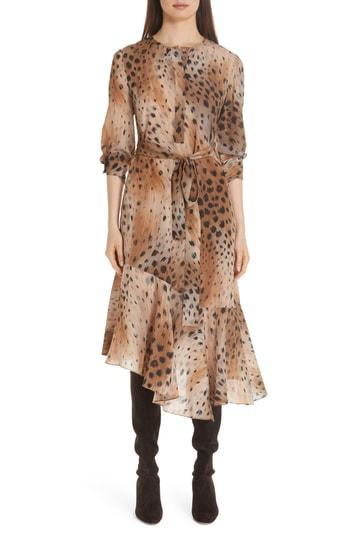 Women's Lafayette 148 New York Delancy Silk Dress - Brown