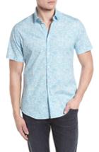 Men's Stone Rose Contemporary Fit Wave Print Sport Shirt (s) - Blue