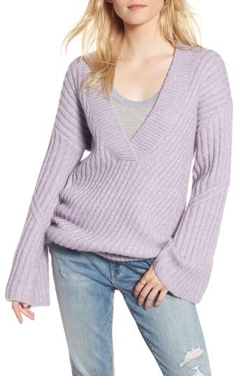 Women's Treasure & Bond Bell Sleeve Sweater, Size - Purple