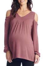 Women's Everly Grey Nora Cold Shoulder Maternity Top - Pink