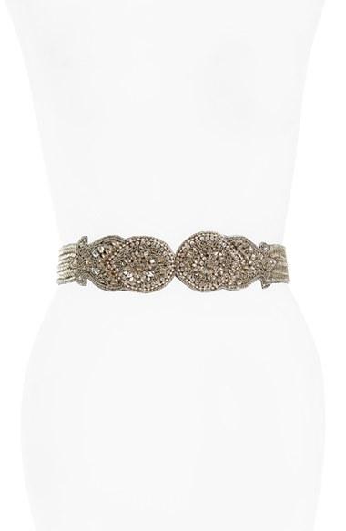Women's Glint 'rosette' Beaded Stretch Belt