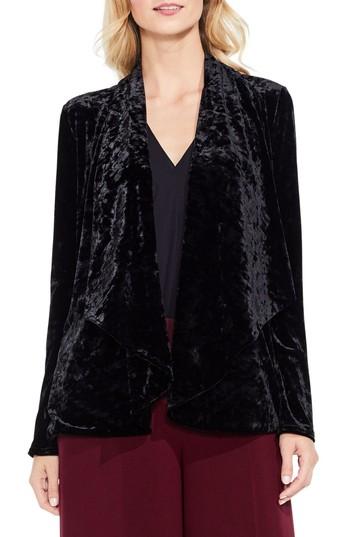Petite Women's Vince Camuto Velvet Drape Collar Jacket P - Black